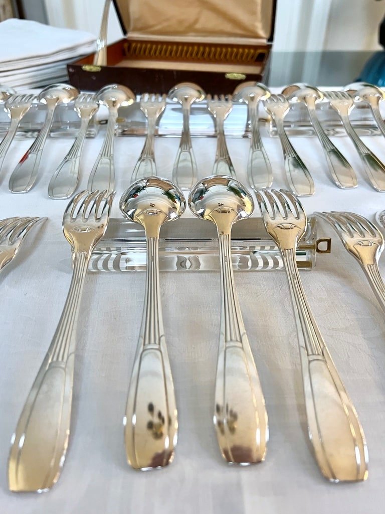 Alfenide 24 Piece White Metal Cutlery Set - Art Deco Cutlery-photo-3