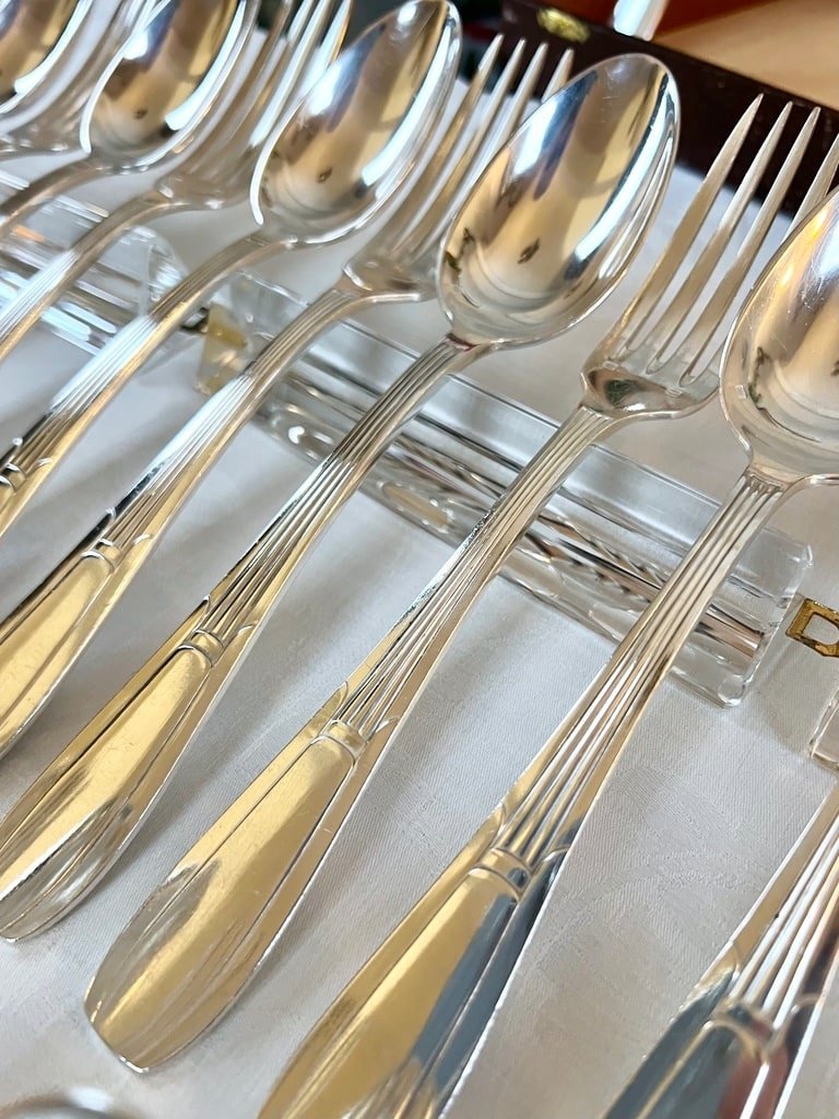 Alfenide 24 Piece White Metal Cutlery Set - Art Deco Cutlery-photo-6