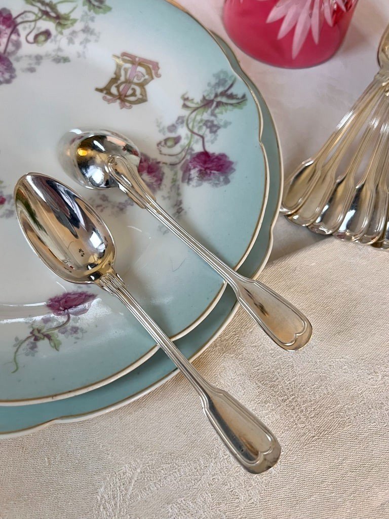 White Metal Dessert Spoons - 20th Century-photo-3