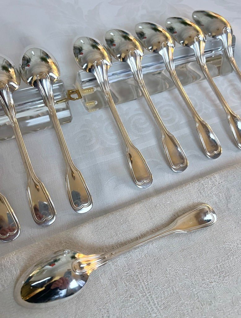 White Metal Dessert Spoons - 20th Century-photo-4