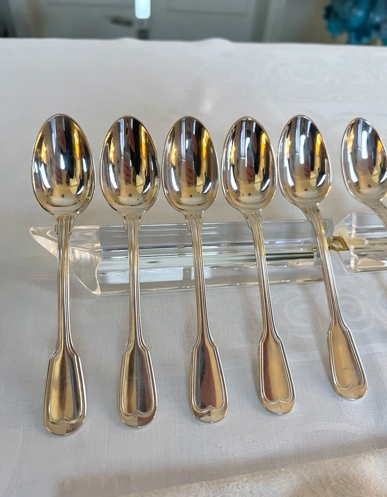 White Metal Dessert Spoons - 20th Century-photo-1