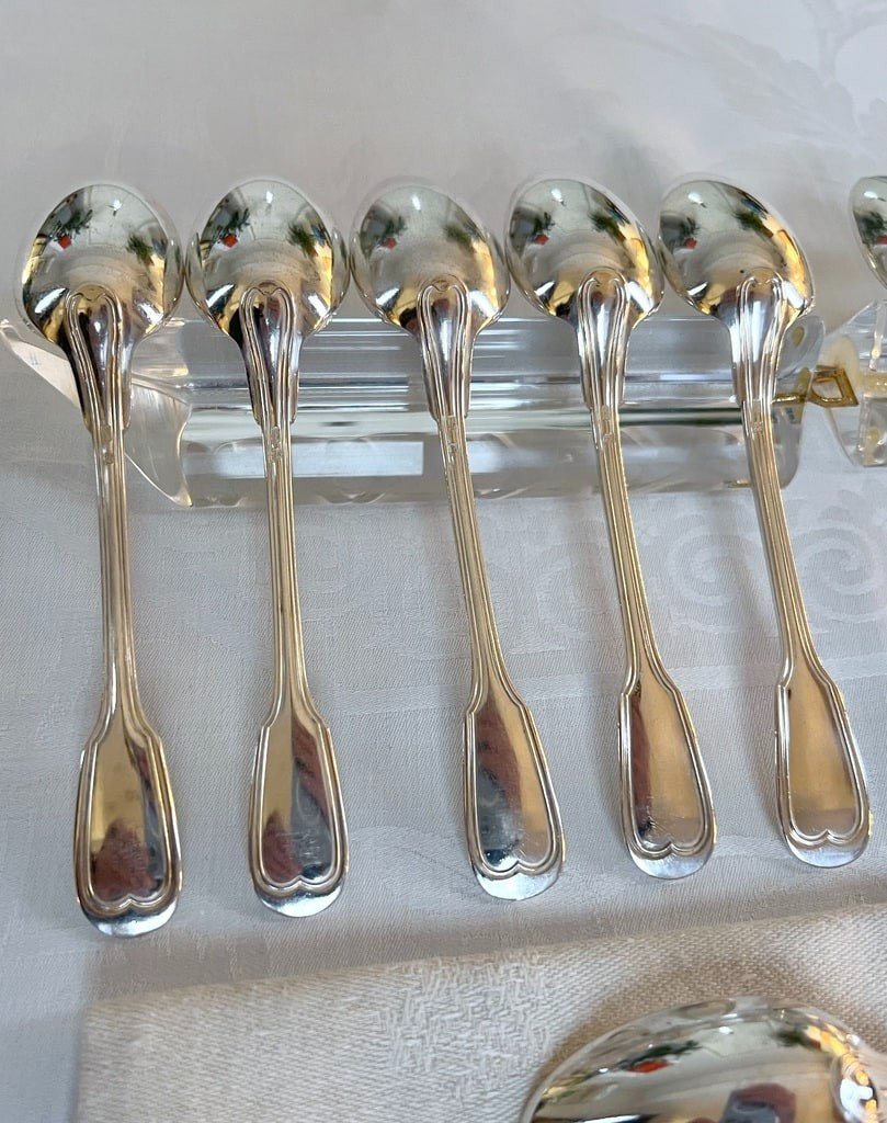 White Metal Dessert Spoons - 20th Century-photo-3