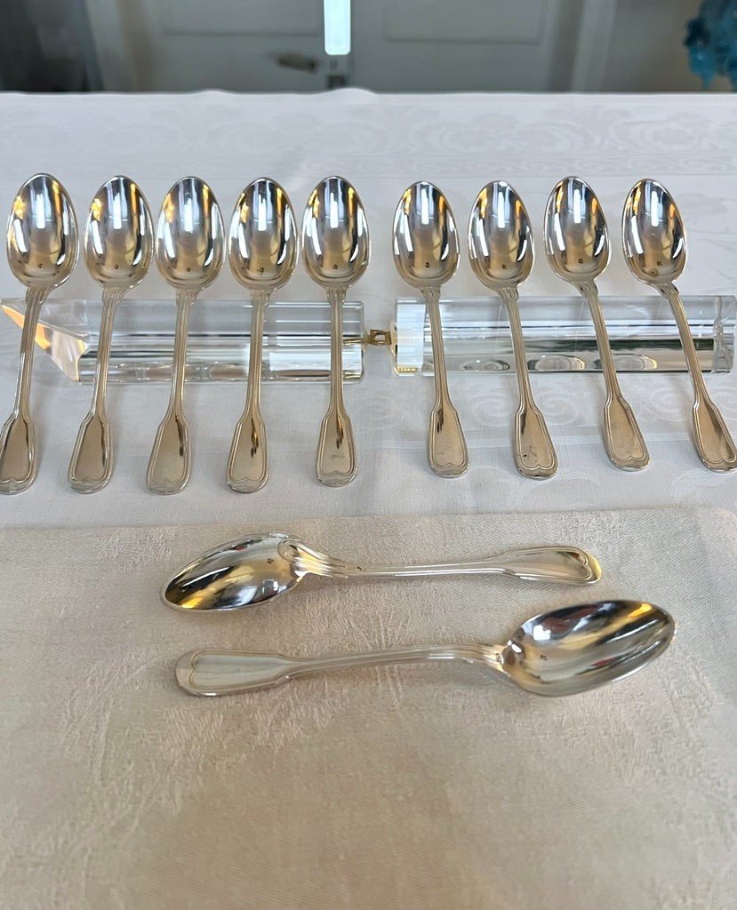 White Metal Dessert Spoons - 20th Century-photo-4