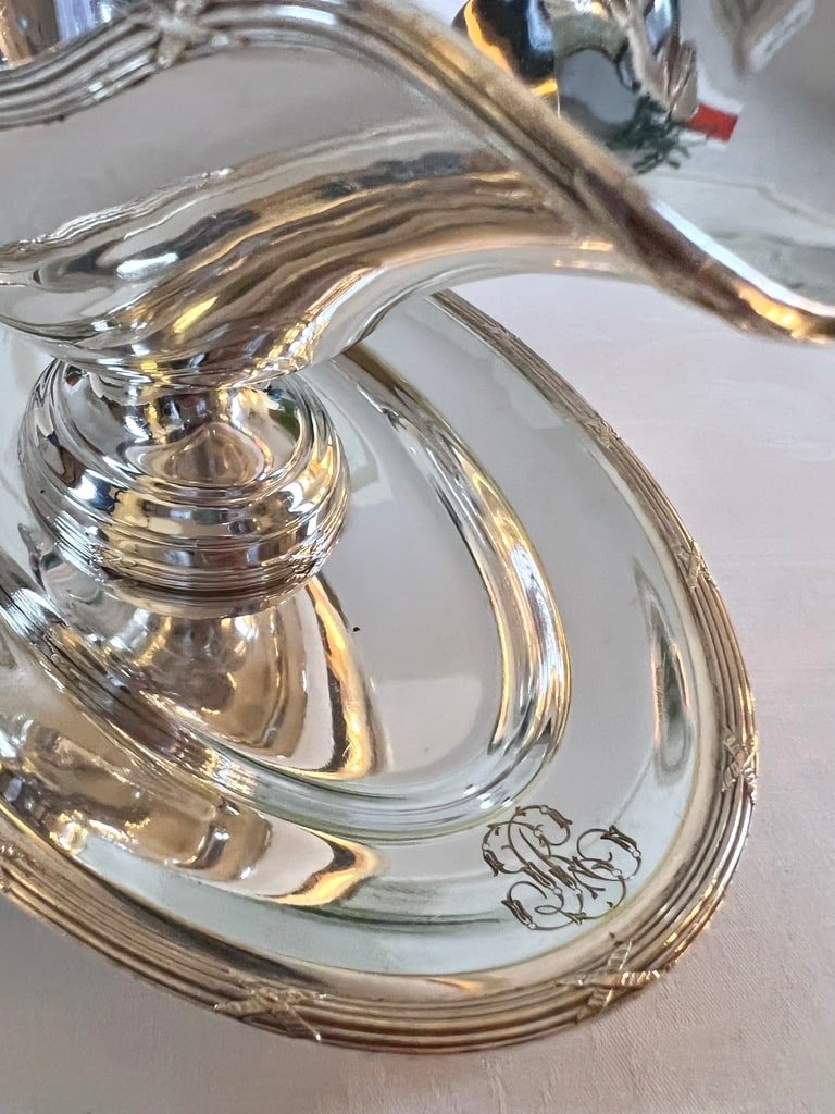 Saucière à Plateau Style Louis XVI En Métal Argenté - Roux Marquiand - Fin 19e Siècle-photo-3