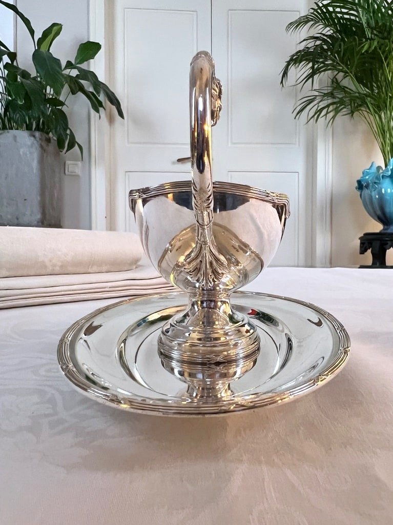 Saucière à Plateau Style Louis XVI En Métal Argenté - Roux Marquiand - Fin 19e Siècle-photo-2