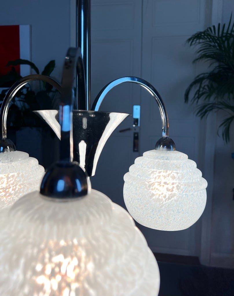 Chrome Metal Chandelier Globes Clichy - Vintage Lighting-photo-2