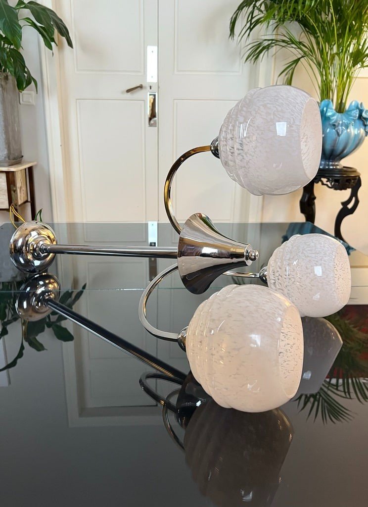 Chrome Metal Chandelier Globes Clichy - Vintage Lighting-photo-1