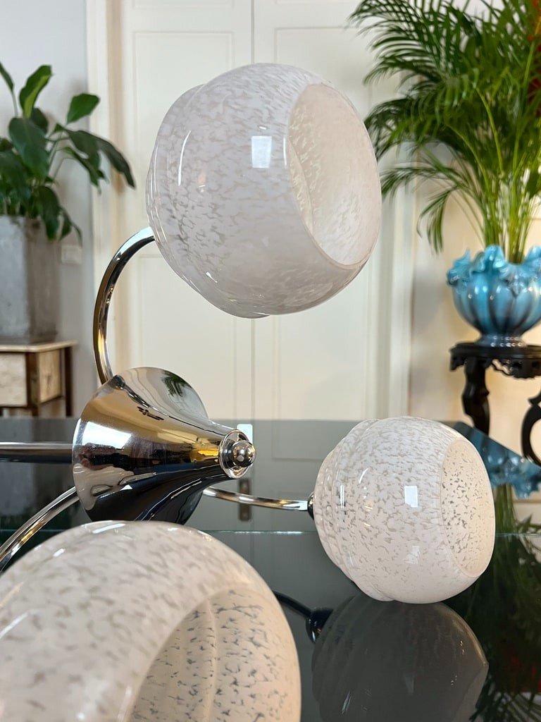 Chrome Metal Chandelier Globes Clichy - Vintage Lighting-photo-7