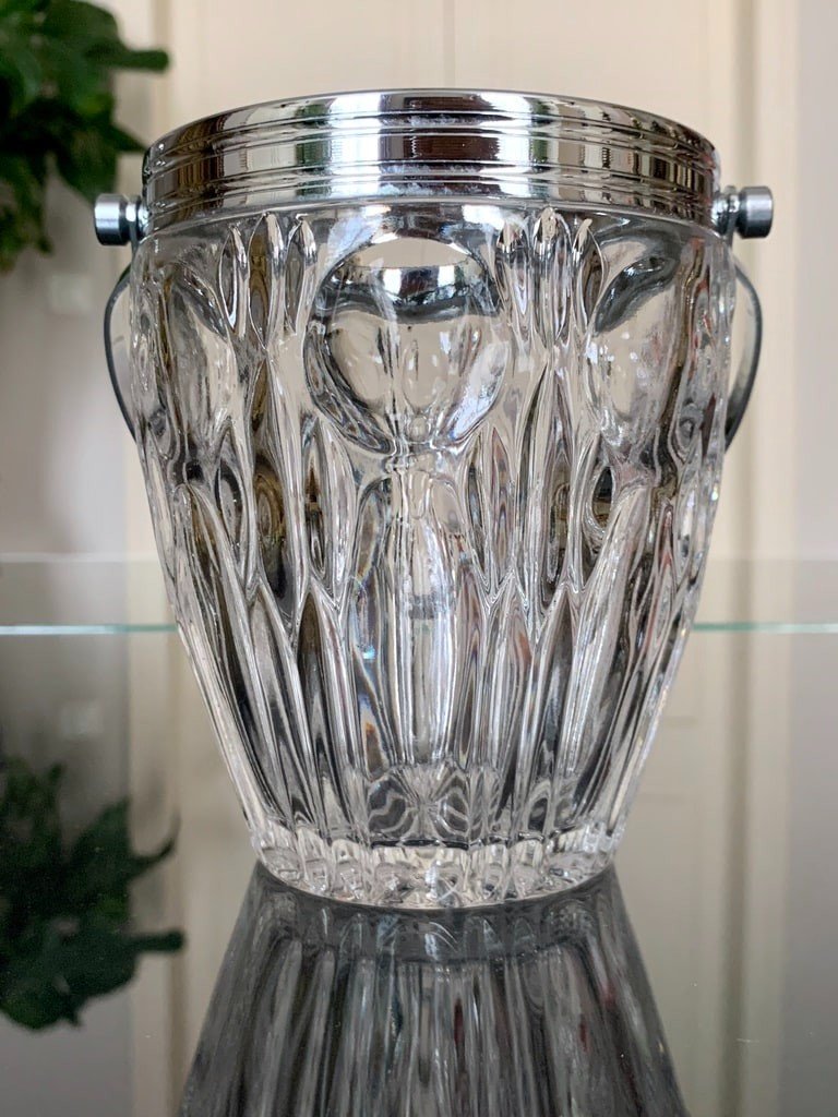 Glass And Metal Ice Bucket - Vintage -photo-2