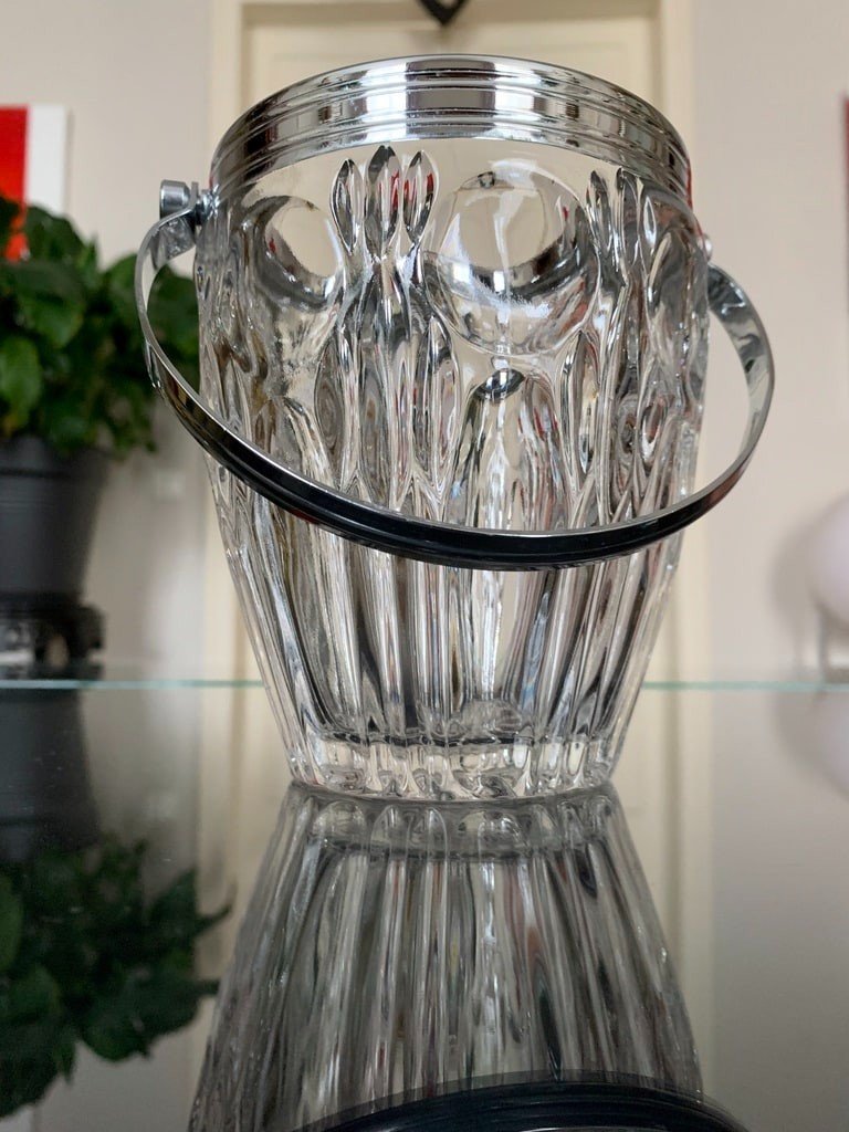 Glass And Metal Ice Bucket - Vintage -photo-2