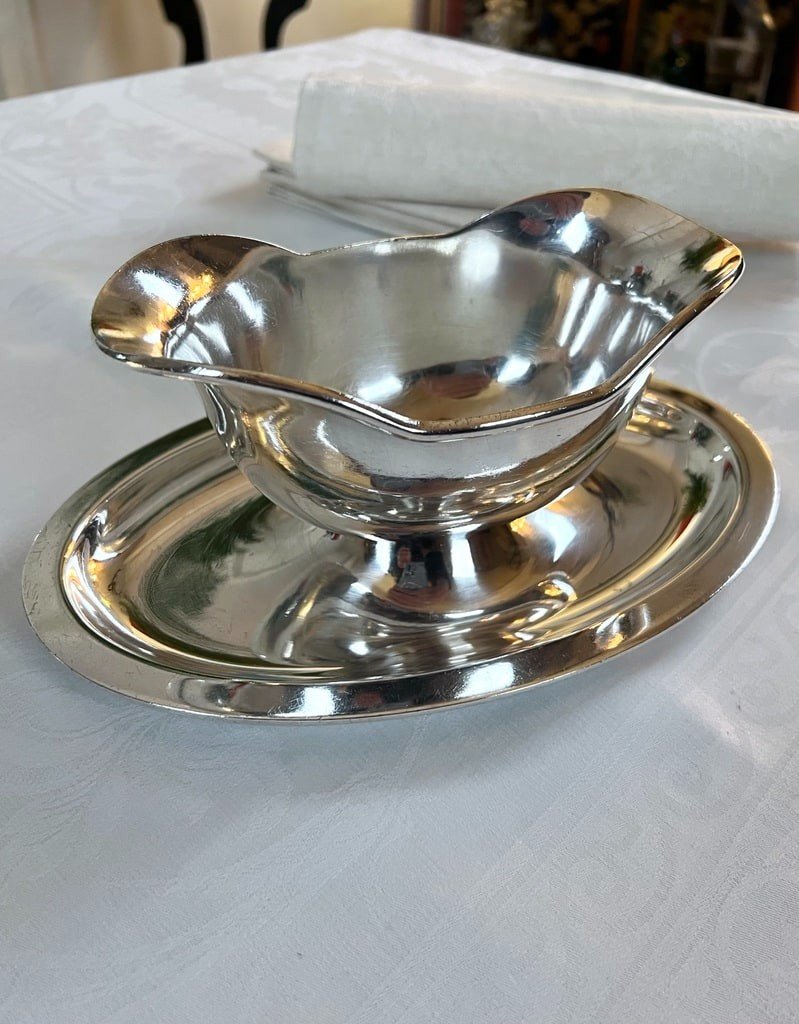 Vintage Silver Plated Sauce Boat With Tray - Christofle-photo-3