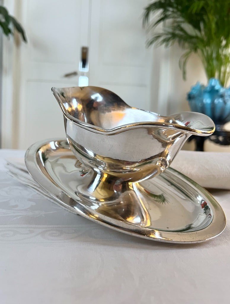 Vintage Silver Plated Sauce Boat With Tray - Christofle-photo-5