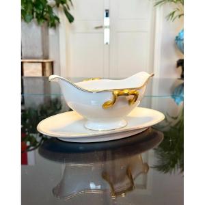 Gravy Boat - Limoges Porcelain Tray 