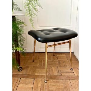 Vintage Faux Leather Stool - Louis Sognot - Arflex 1950