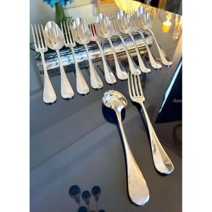 Forks And Spoons In Silver Metal - Monograms - Christofle
