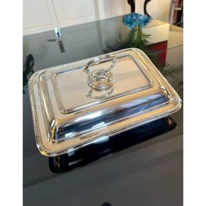 Vintage Silver Metal Covered Vegetable Dish - Rectangular Format