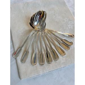 White Metal Dessert Spoons - 20th Century