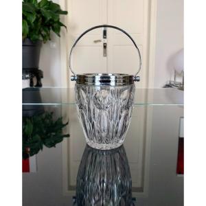 Glass And Metal Ice Bucket - Vintage 