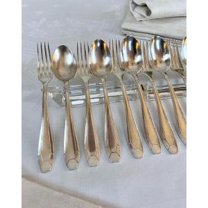 Silver Plated Dessert Cutlery - Art Deco - Forks Spoons