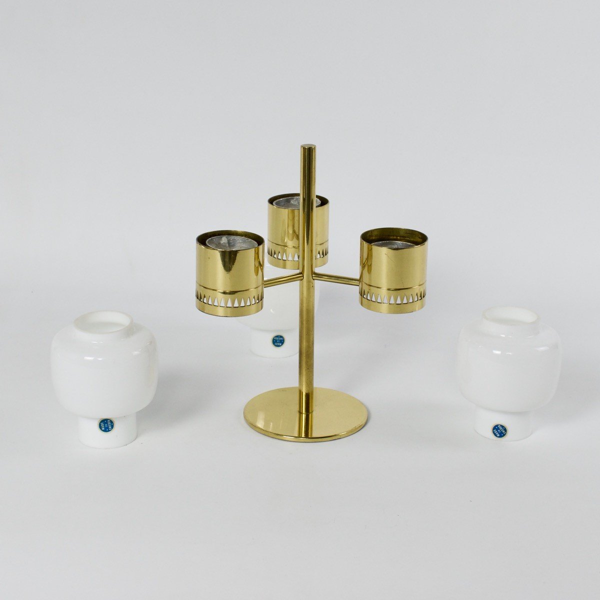 Brass And Glass Candlestick, L-67 By Hans-agne Jakobsson, Markaryd, 1960s-photo-4