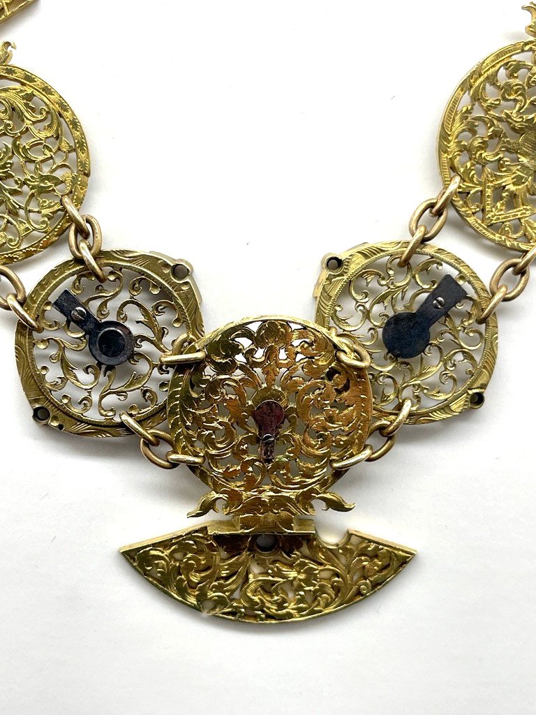 Old Necklace Made Of 16 Old 18th Century Watch Roosters-photo-1