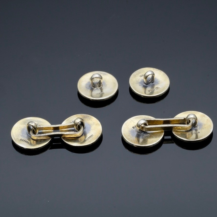 Theodor Fahrner Button Set In Vermeil And Enamel Late 19th Century-photo-1