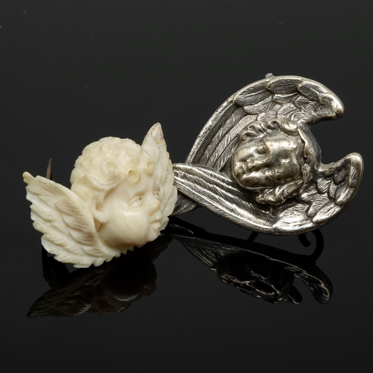 Two 19th Century Cherub Brooches