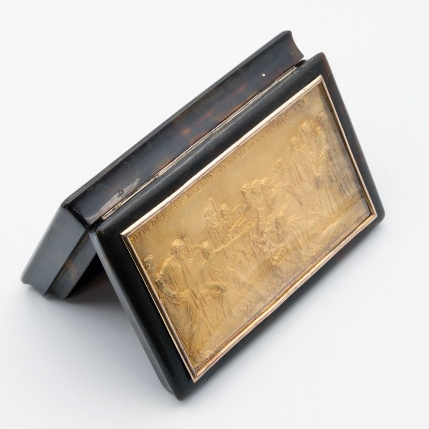 Brown Tortoiseshell Box And Hippocrates Bas Relief By F.morel-photo-4