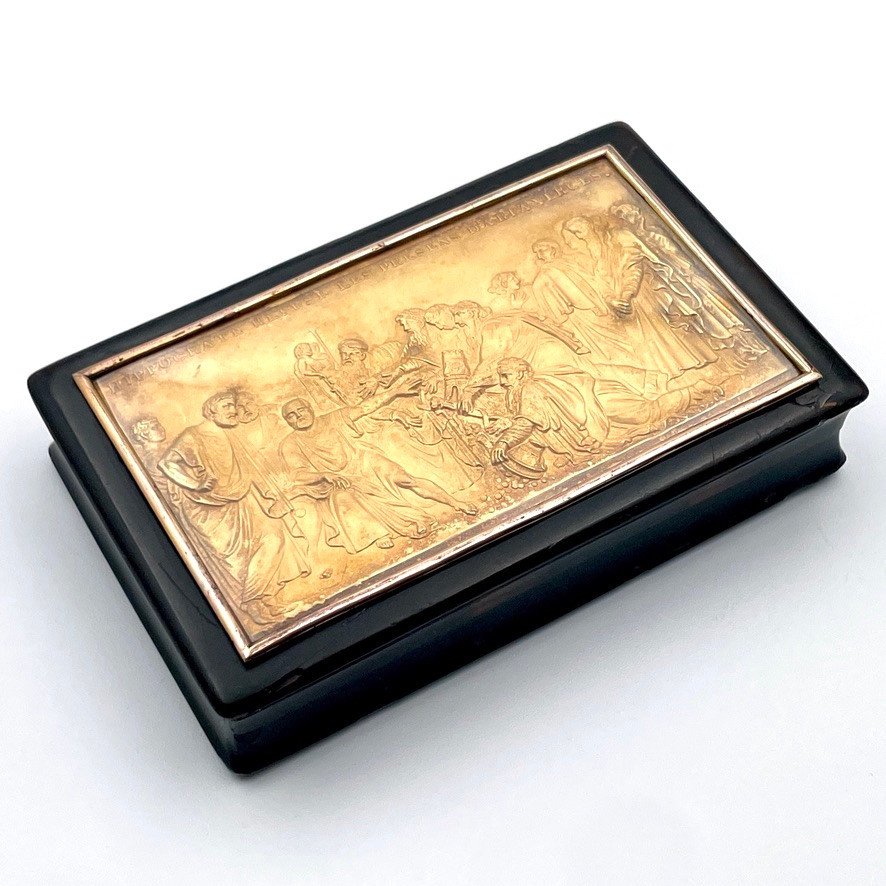 Brown Tortoiseshell Box And Hippocrates Bas Relief By F.morel