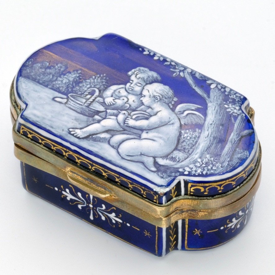 Enamel Box With Cherubs And Birds, Napoleon III-photo-3