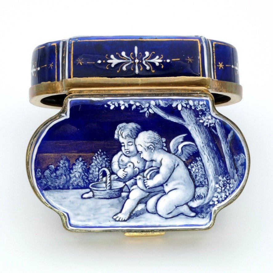 Enamel Box With Cherubs And Birds, Napoleon III-photo-3