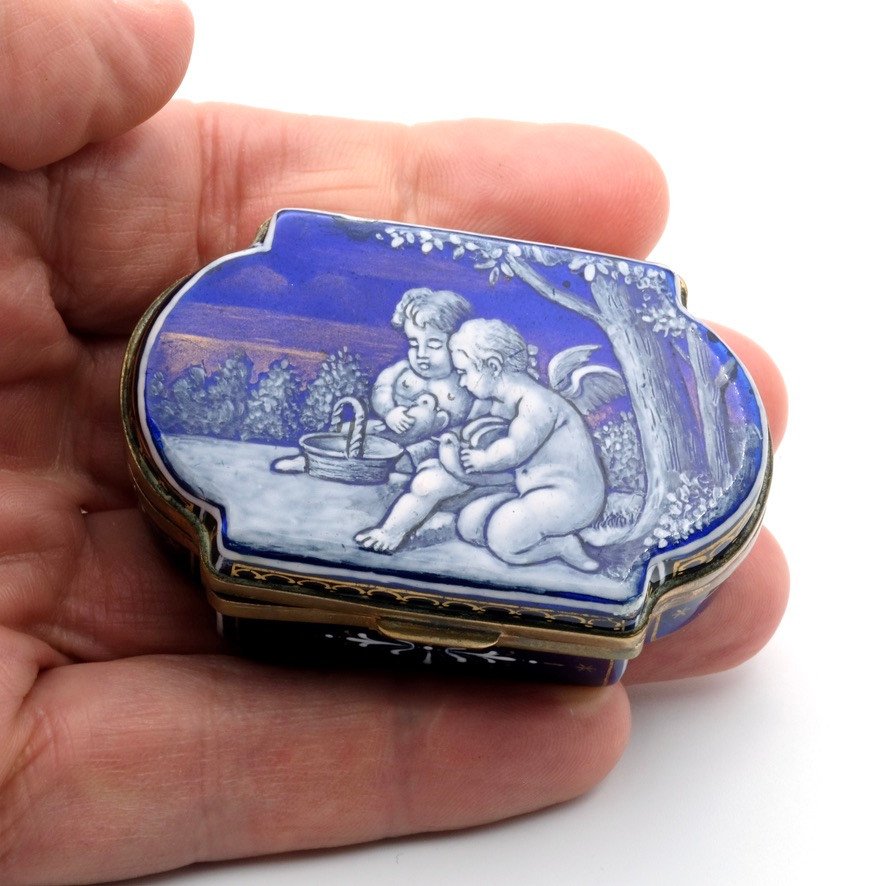 Enamel Box With Cherubs And Birds, Napoleon III-photo-4