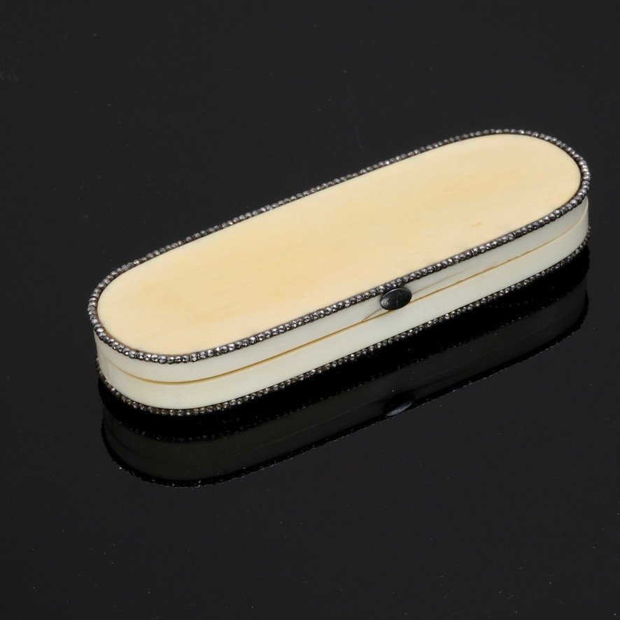 18th Century Ivory Toothpick Box, Grisaille Miniatures In The Spirit Of Gault-photo-3