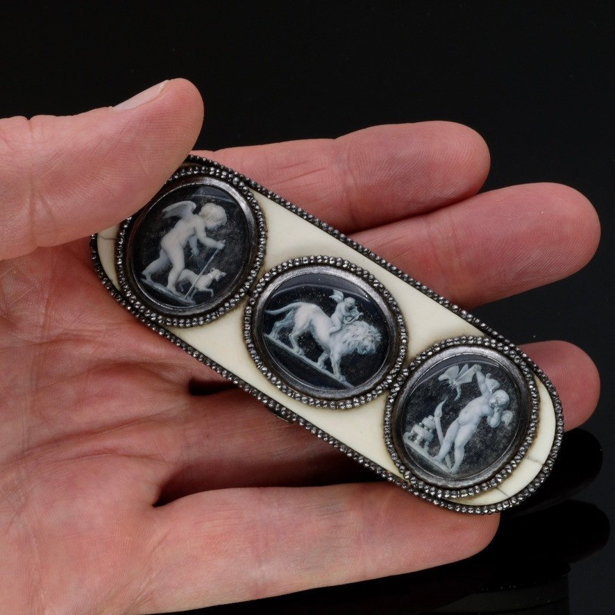 18th Century Ivory Toothpick Box, Grisaille Miniatures In The Spirit Of Gault-photo-4