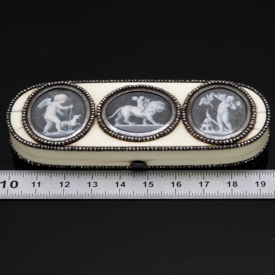 18th Century Ivory Toothpick Box, Grisaille Miniatures In The Spirit Of Gault-photo-5