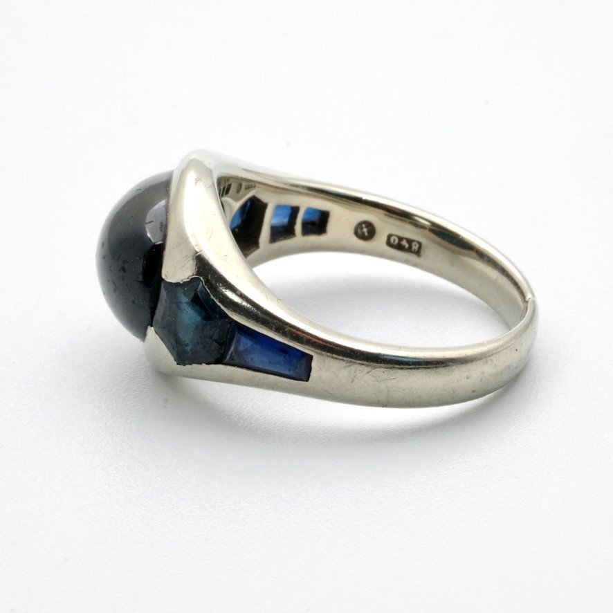 1920s Art Deco White Gold And Sapphire Ring-photo-3