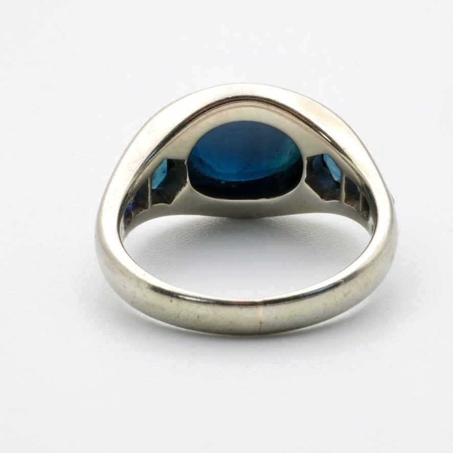 1920s Art Deco White Gold And Sapphire Ring-photo-2