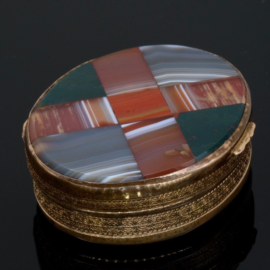 Napoleon III Period Box Pomponne Double-sided Agate Marquetry.-photo-3