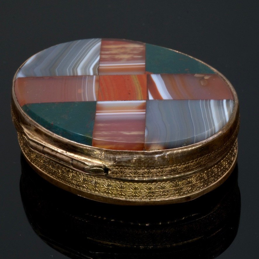 Napoleon III Period Box Pomponne Double-sided Agate Marquetry.-photo-4