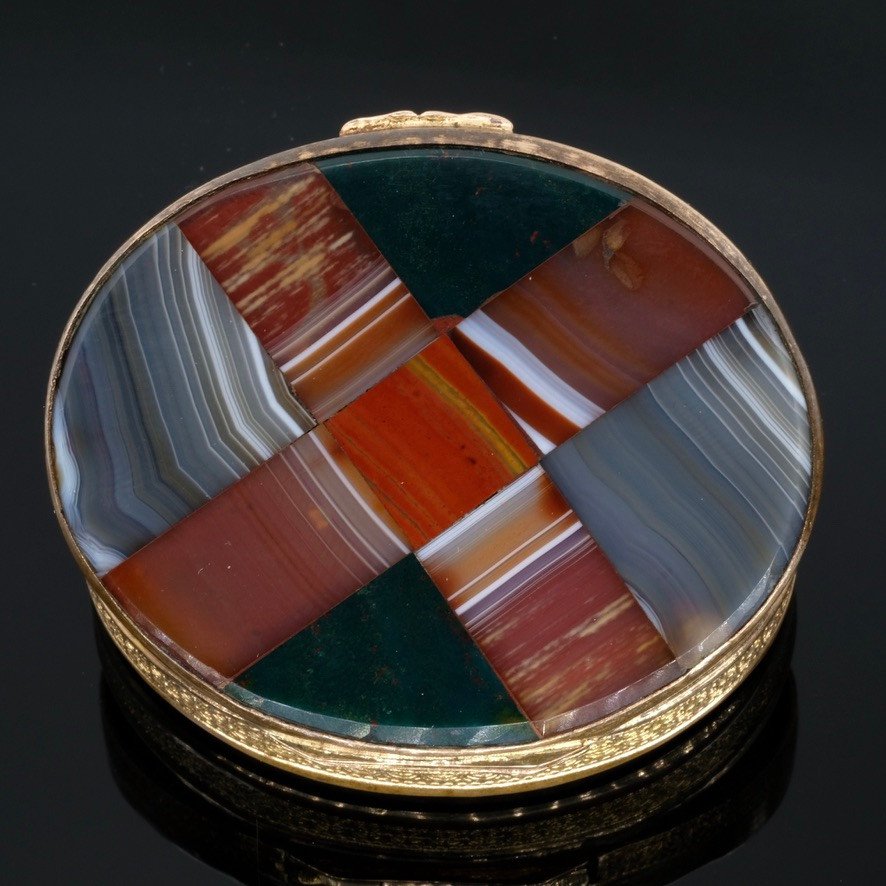 Napoleon III Period Box Pomponne Double-sided Agate Marquetry.-photo-4