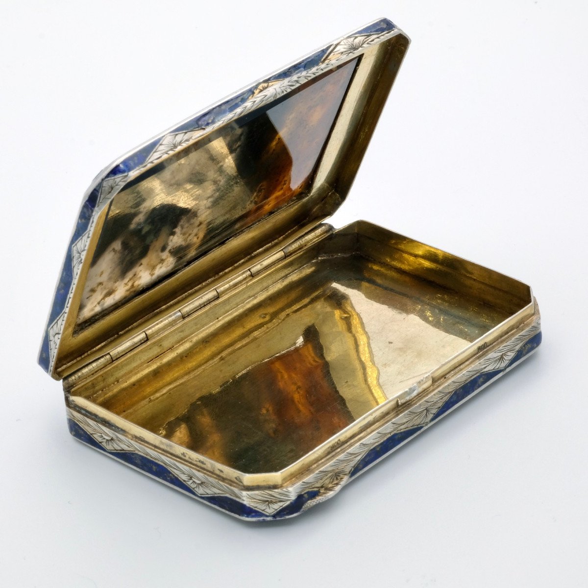 Art Deco Vermeil, Enamel And Agate Box, 1920s-photo-4