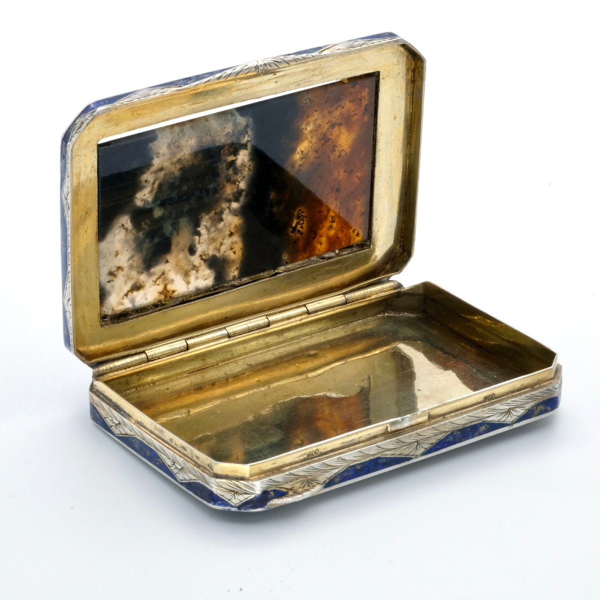 Art Deco Vermeil, Enamel And Agate Box, 1920s-photo-2