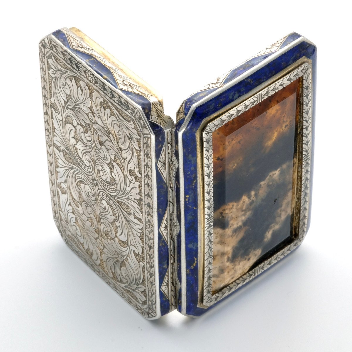 Art Deco Vermeil, Enamel And Agate Box, 1920s-photo-4