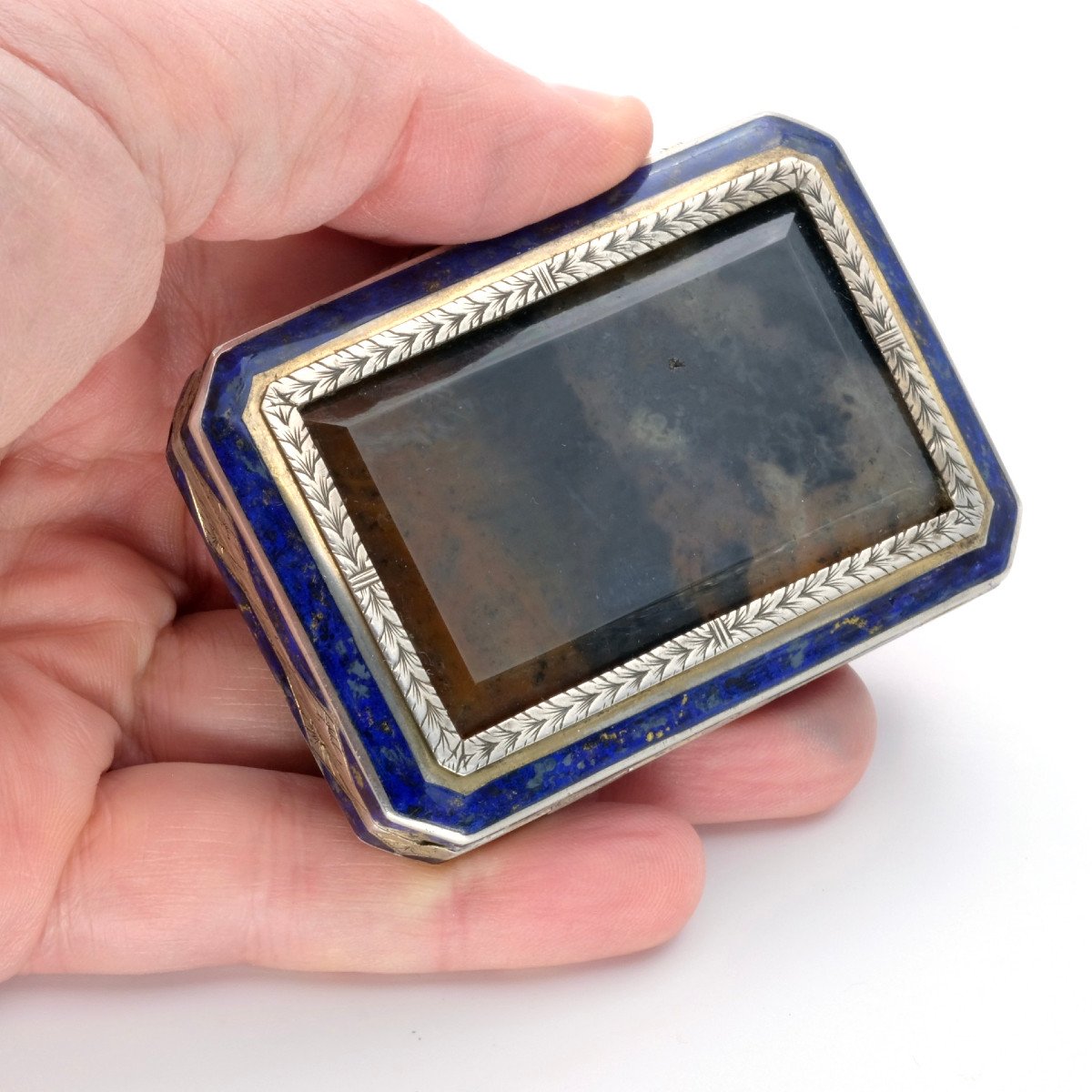 Art Deco Vermeil, Enamel And Agate Box, 1920s-photo-5