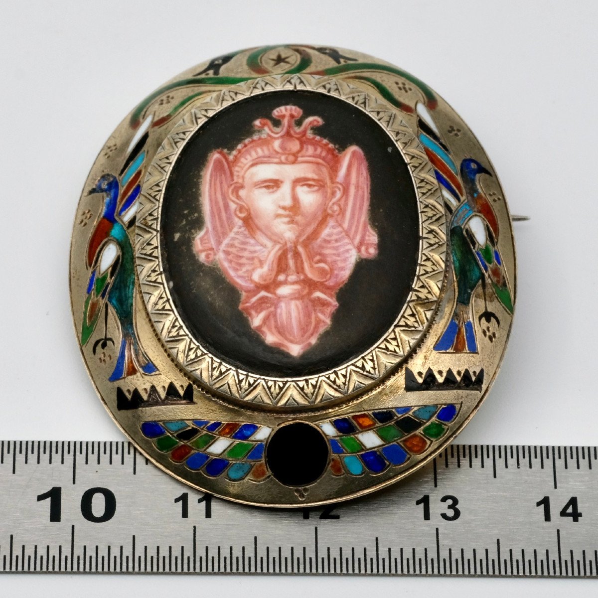 Brooch Mid 19th Century Silver-gilt And Egyptomania Enamels-photo-3