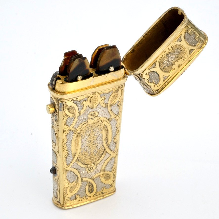 Vermeil Case With Its 4 Lancets Charrière, Vermeil Napoleon III