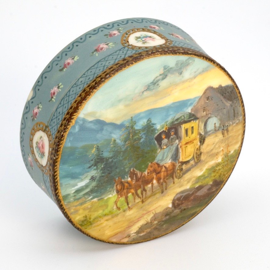 Painted Ivory Box Miniatures Animated Landscapes Travel Early 19th Century-photo-3