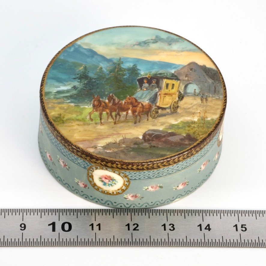 Painted Ivory Box Miniatures Animated Landscapes Travel Early 19th Century-photo-6