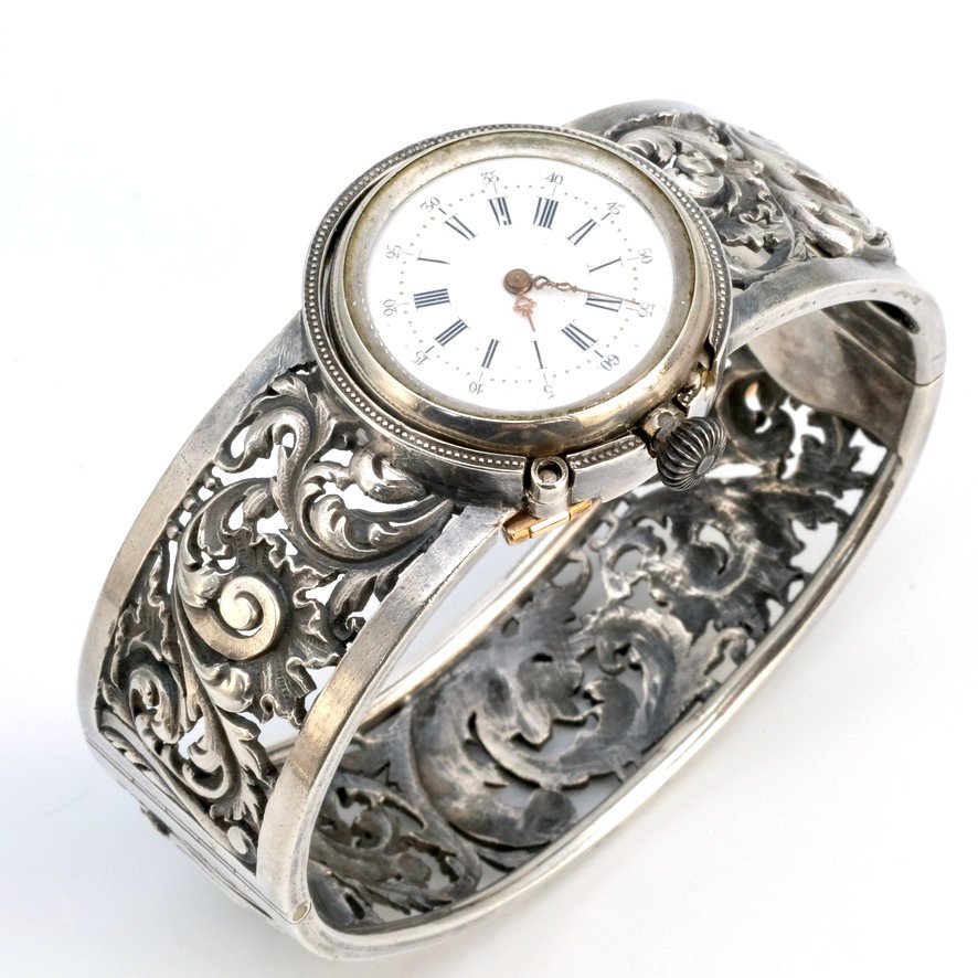 Bracelet Montre Rigide Argent 19ème Siècle époque Napoléon III