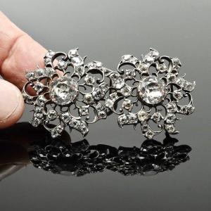 Beautiful 18th Century Belt Buckle In Silver And Rhinestones